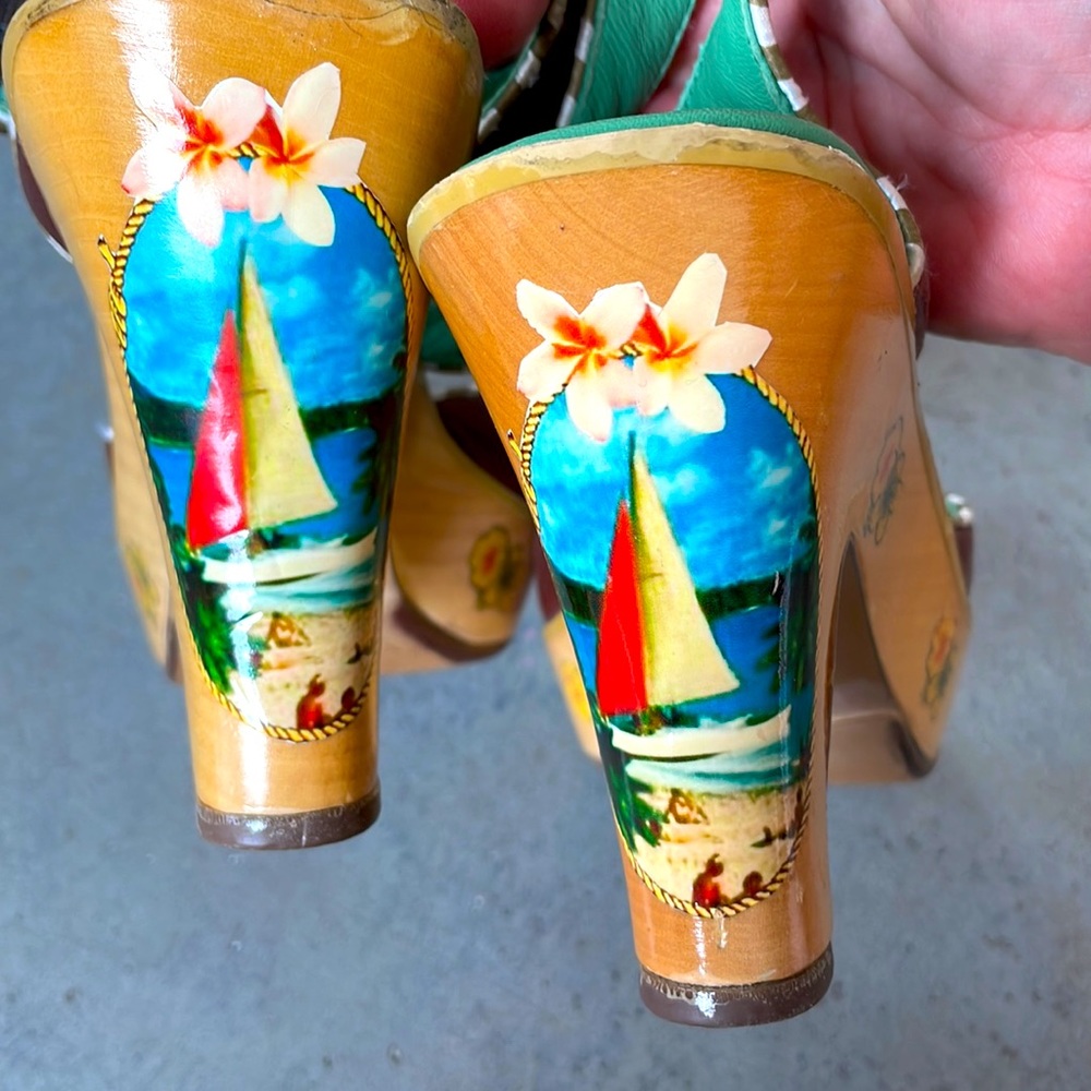 Anthropologie Miss L fire sailboat cameo sandals shoes size 39